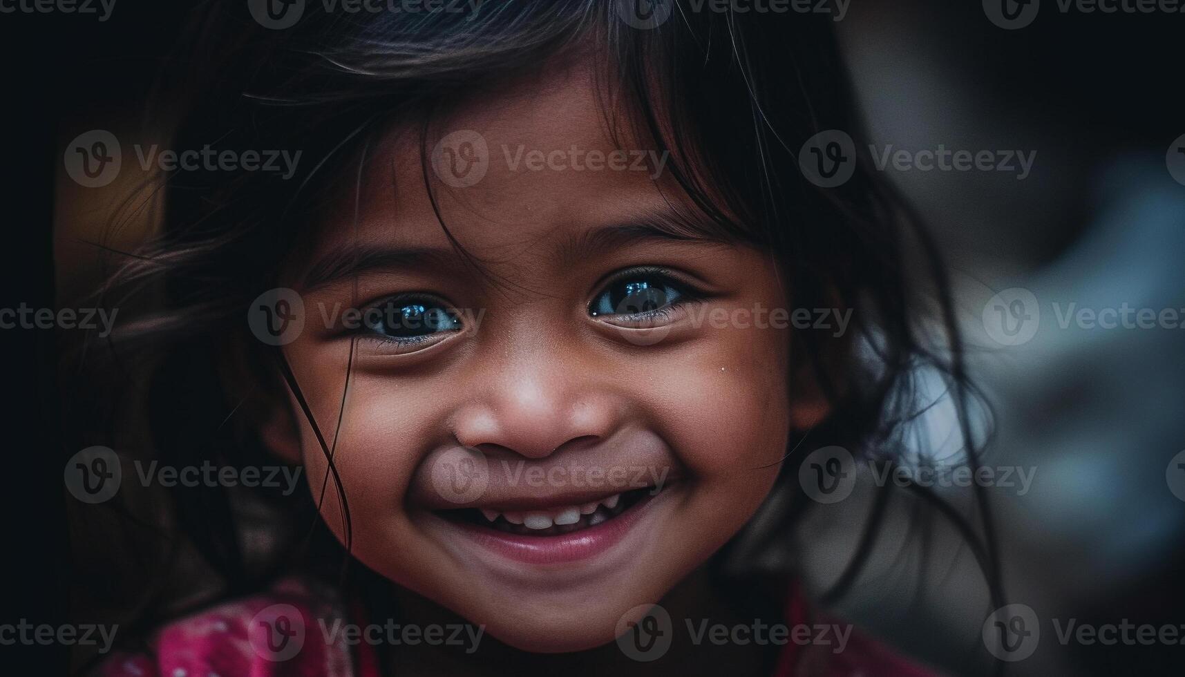 Smiling child, cute and cheerful, happiness in one person portrait generated by AI photo