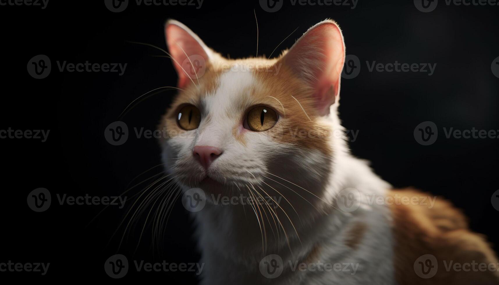 Cute kitten staring, fluffy fur, playful nature, beauty in nature generated by AI photo