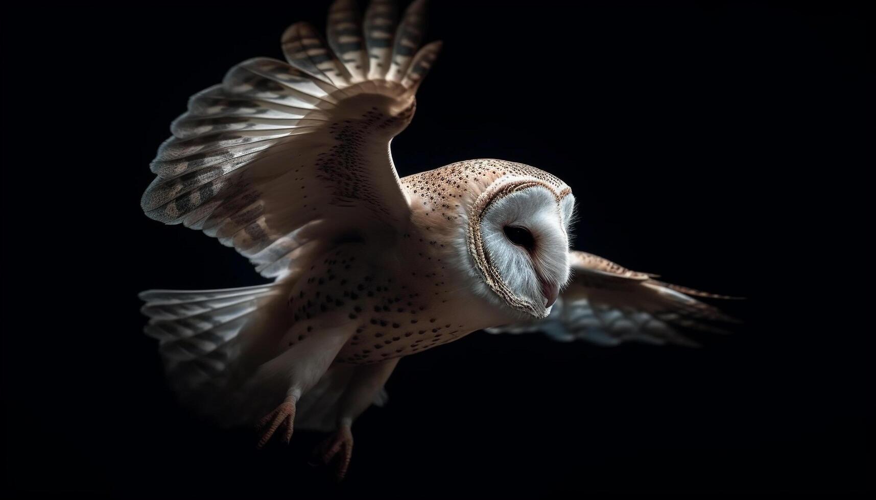 Bird of prey flying with spread wings, looking at camera generated by AI photo