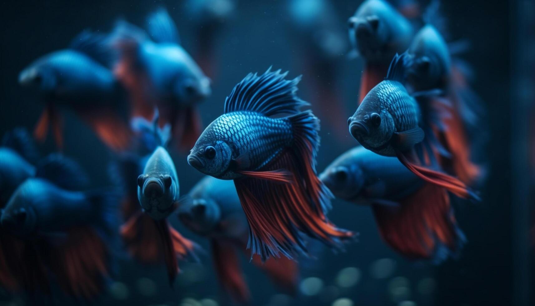 Underwater motion reveals the beauty of multi colored siamese fighting fish generated by AI photo