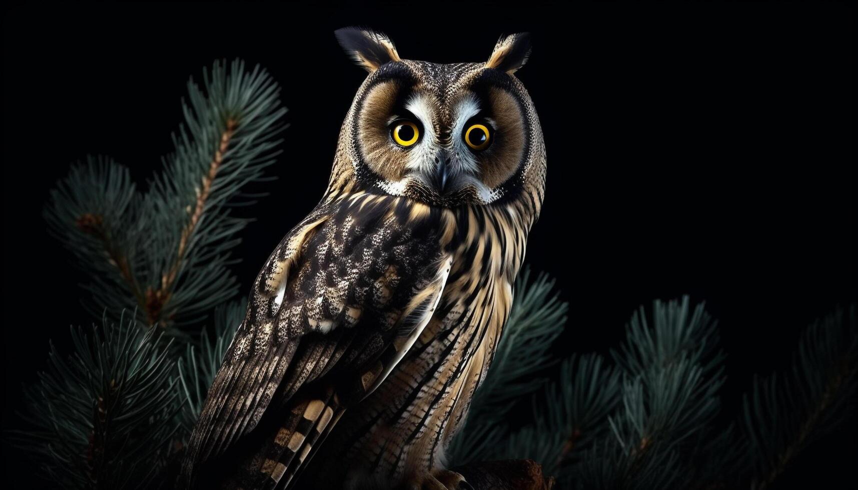 nature wisdom in a great horned owl generated by AI photo