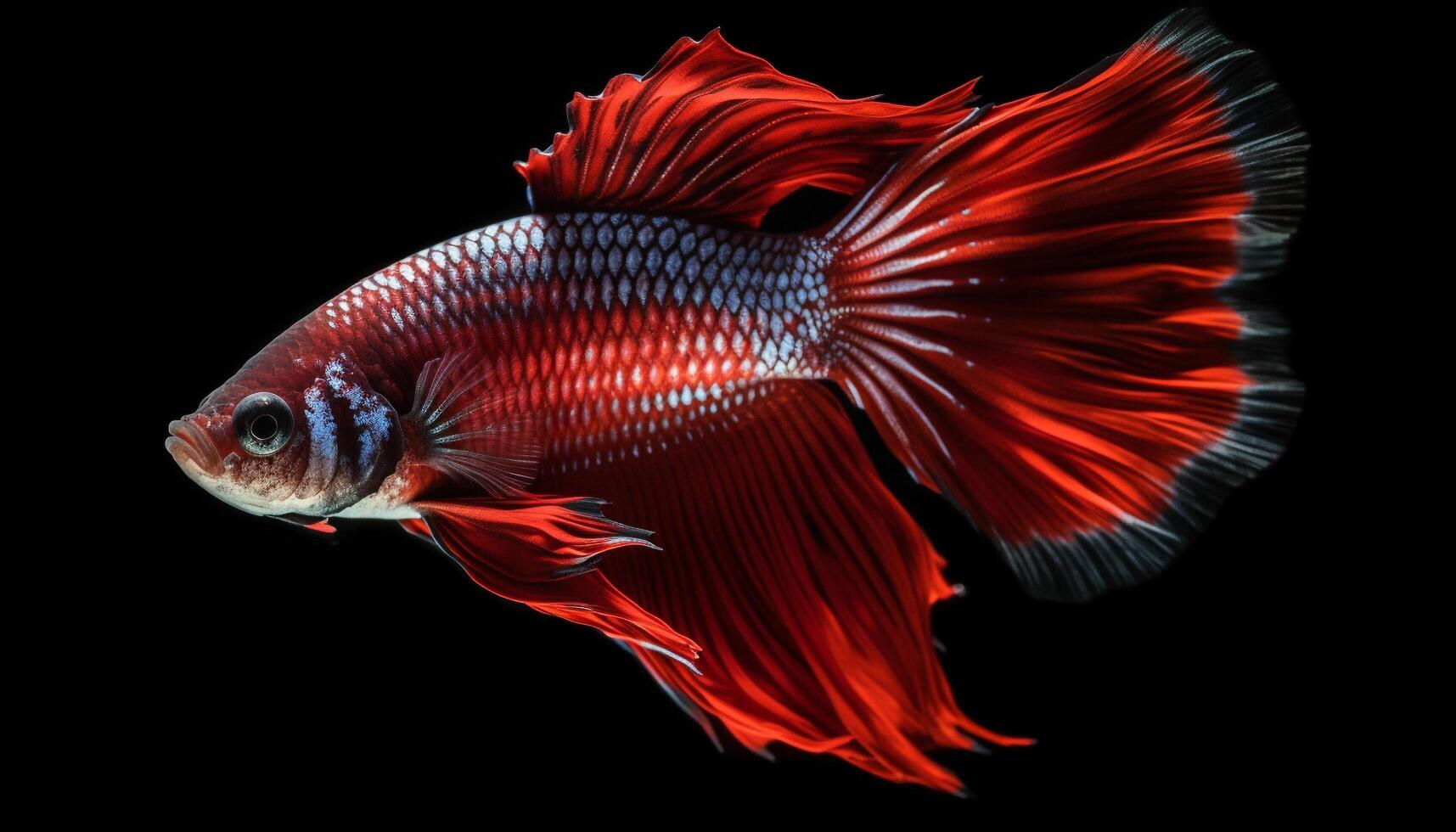 Siamese fighting fish swim in motion, displaying elegance and beauty generated by AI photo