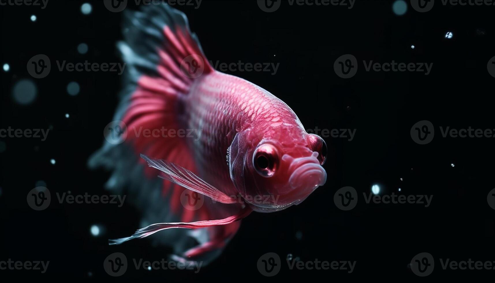 The elegant siamese fighting fish swims in the blue water generated by AI photo