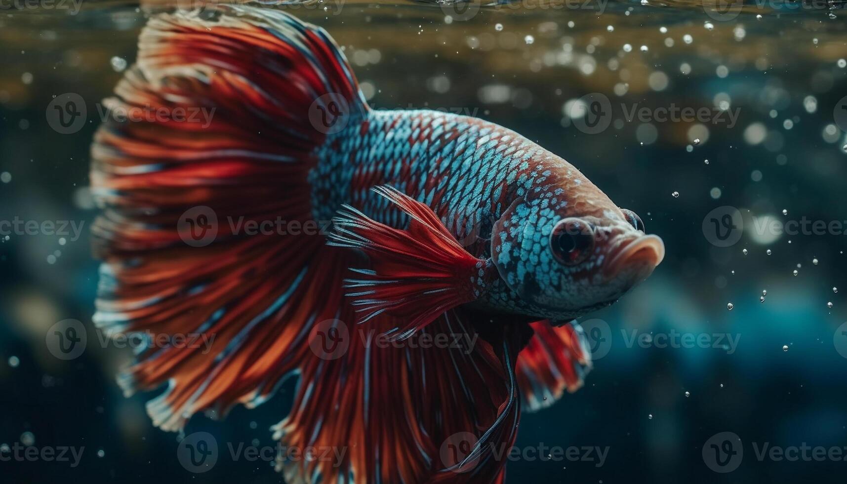 Underwater fish in motion, swimming in blue aquatic elegance generated by AI photo