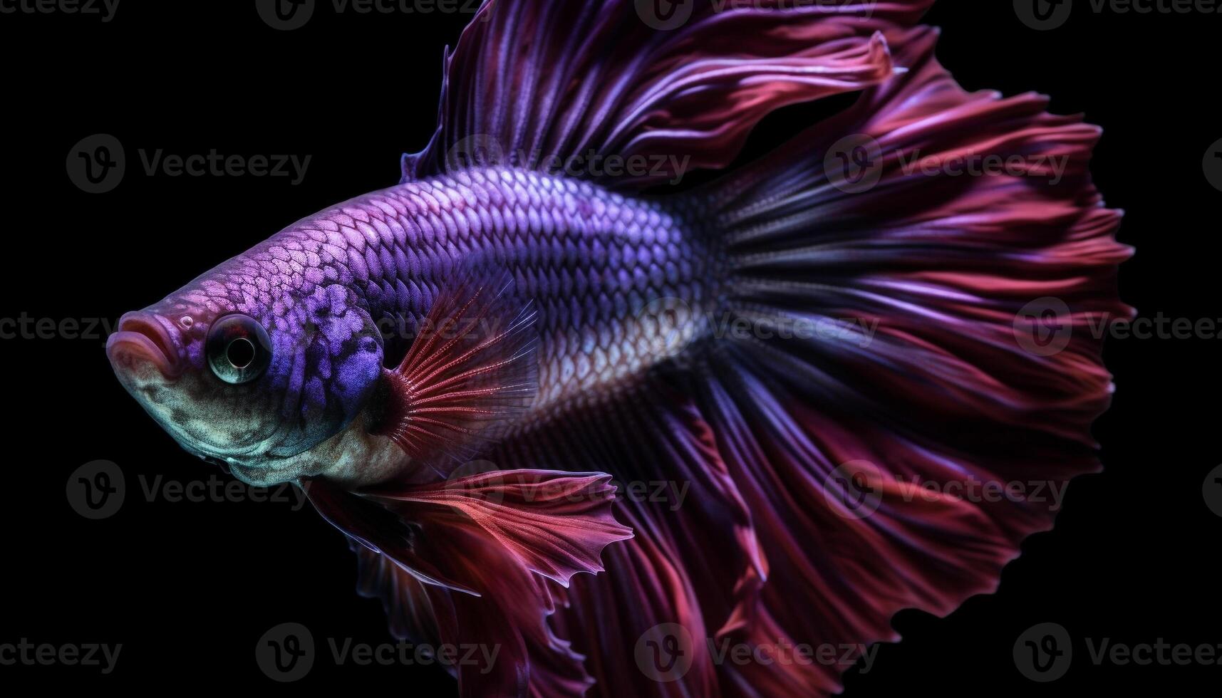 The elegant siamese fighting fish swims in a vibrant underwater world generated by AI photo