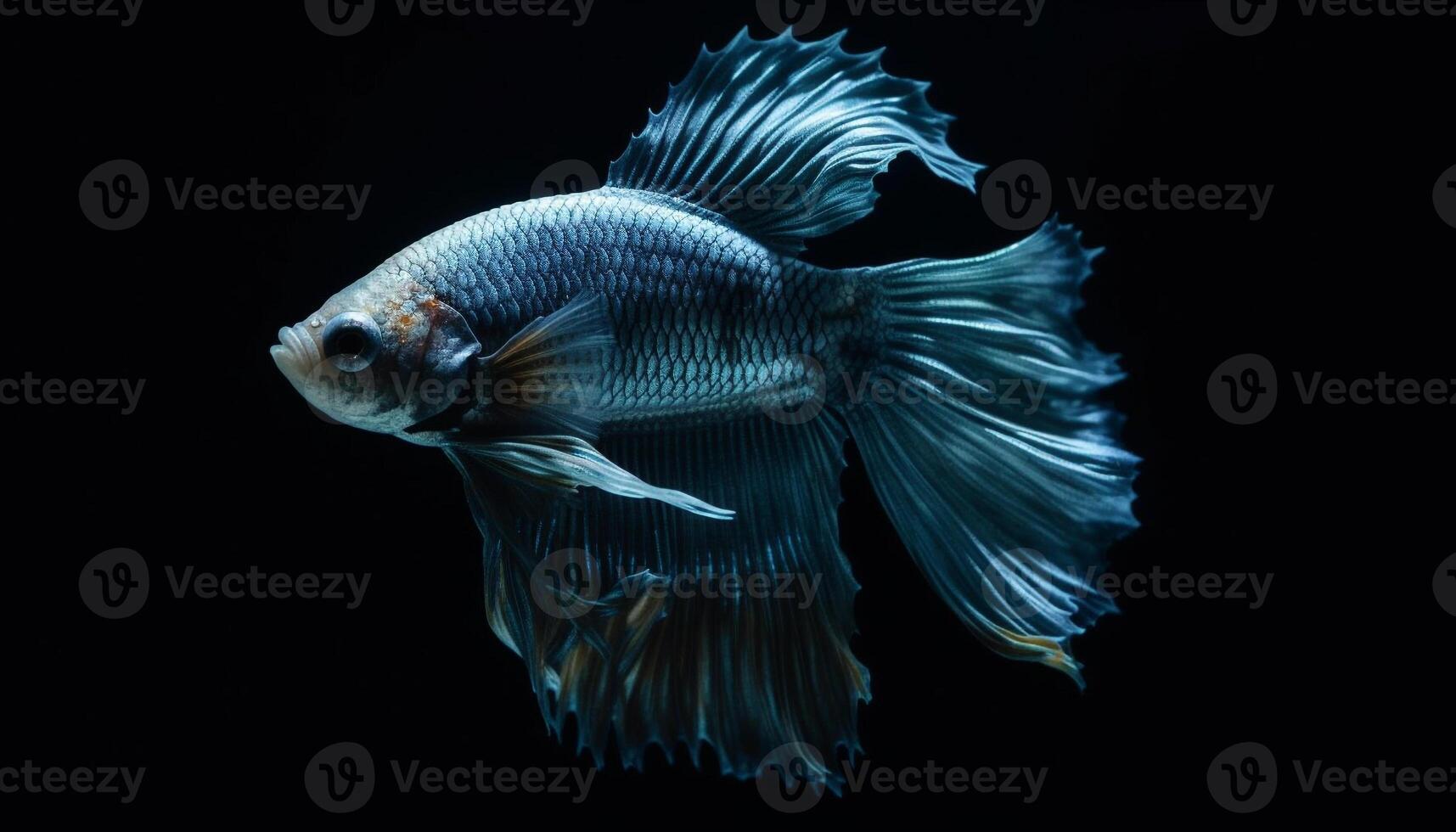 Siamese fighting fish in motion, swimming underwater, displaying beauty generated by AI photo