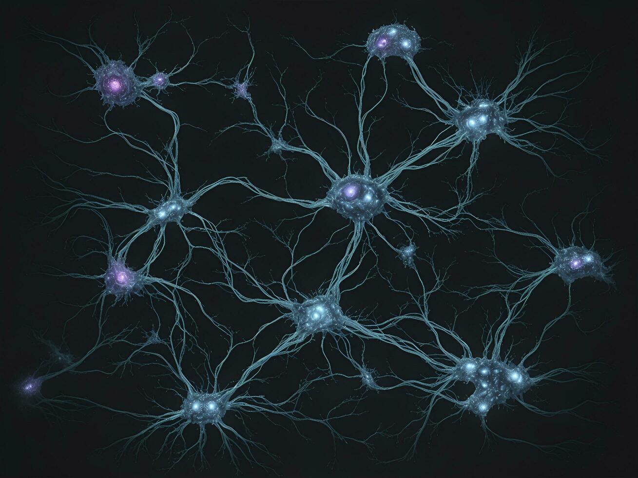 Neuronal network with electrical activity of neuron cells Generative AI photo