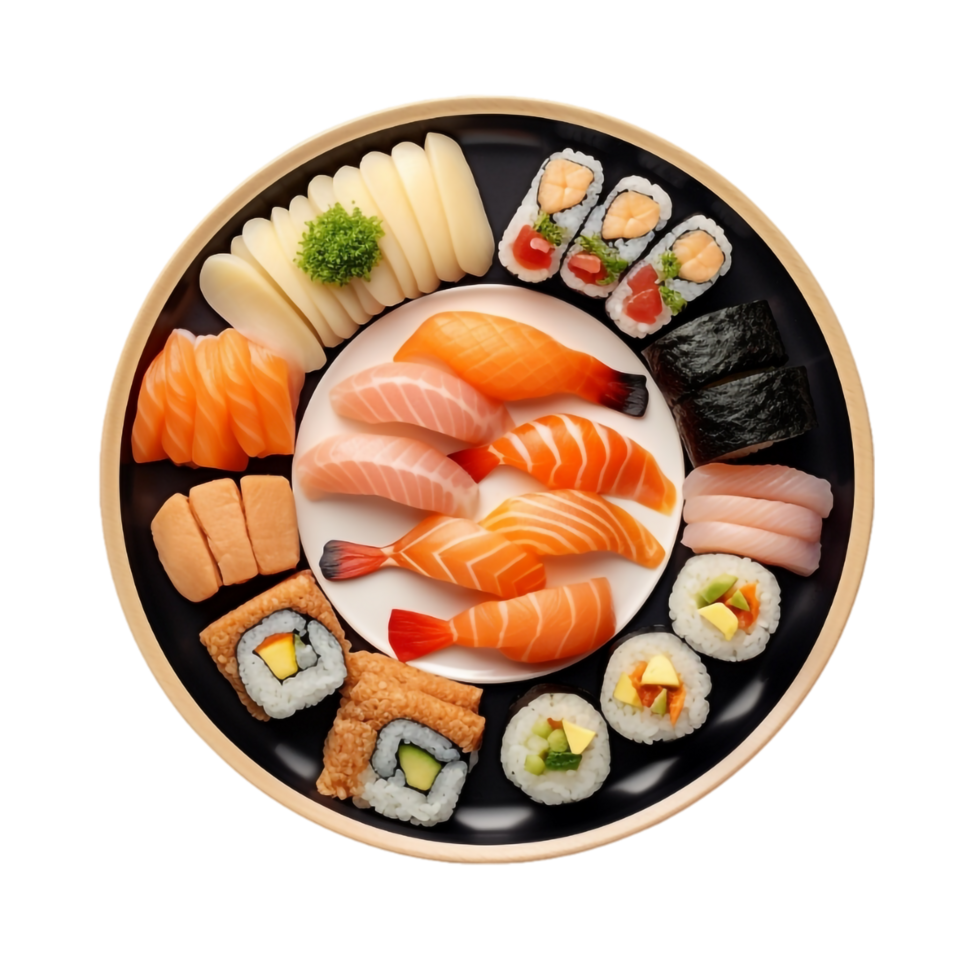 sushi platter with different types of sushi png