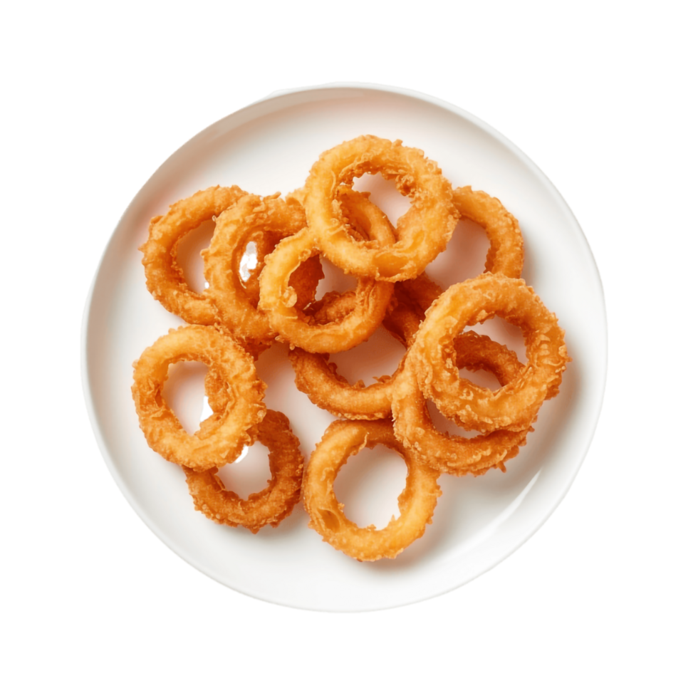a plate of onion rings on a transparent  background png