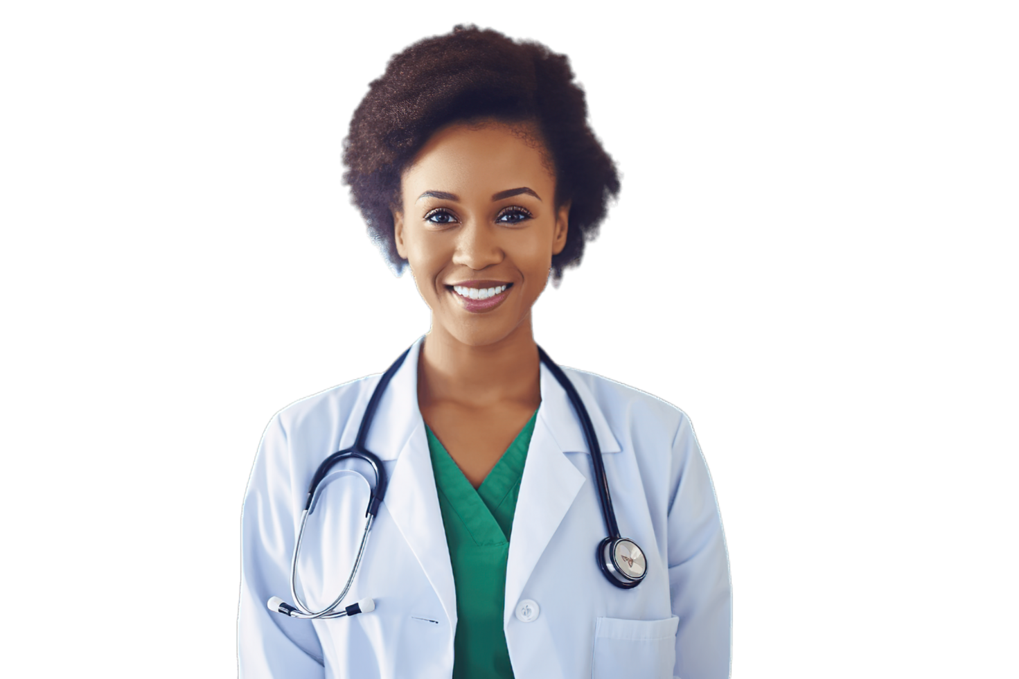 a black female doctor wearing a green scrub png