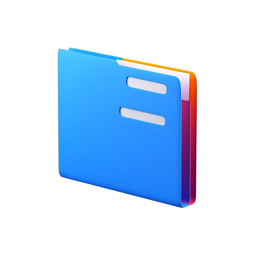 3d bleu dossier icône sur une transparent Contexte png