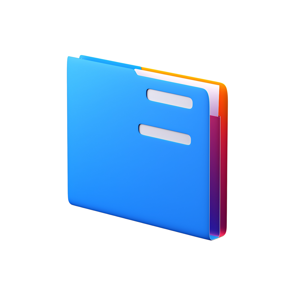 3d blue folder icon on a transparent background png