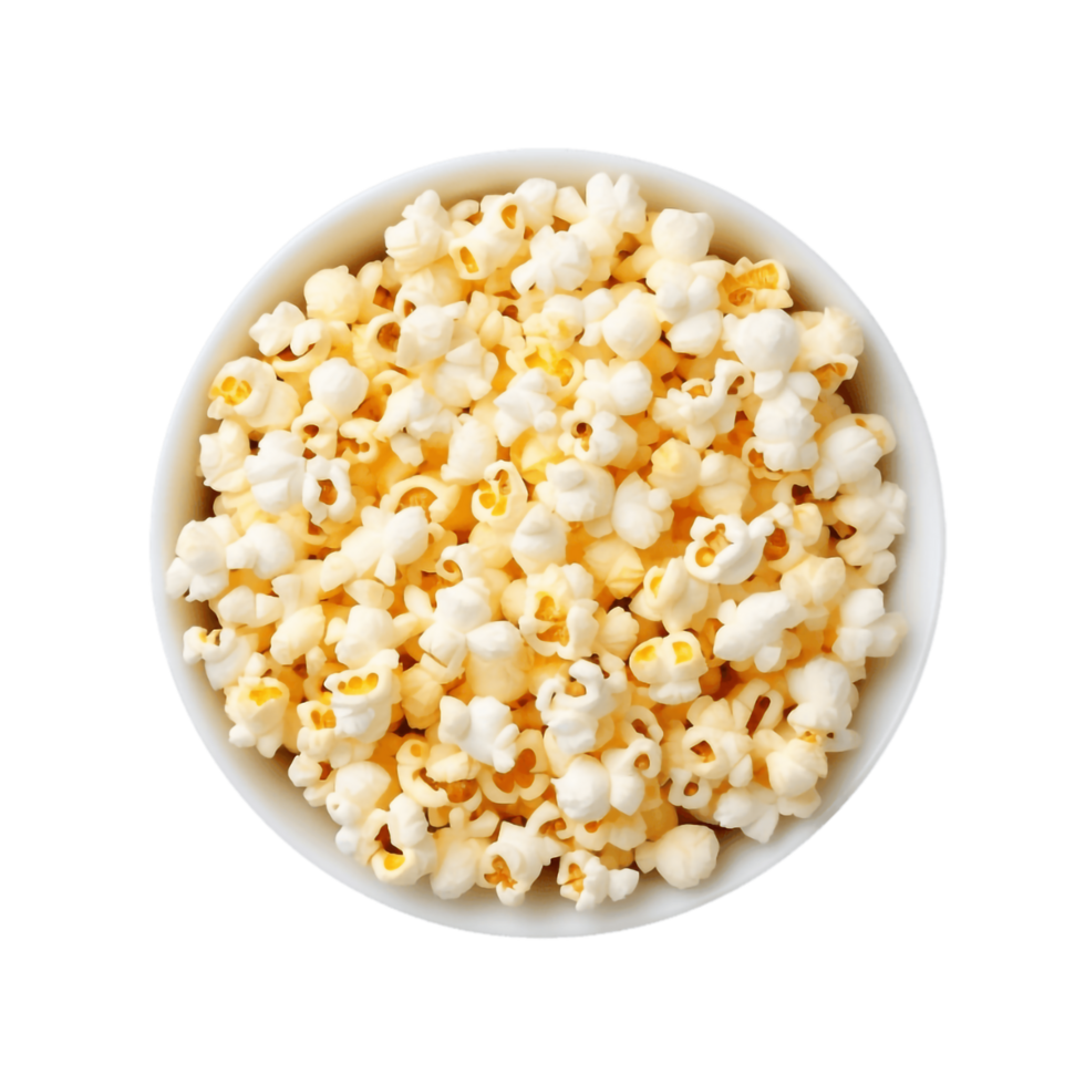 popcorn in a bowl on a transparent background png