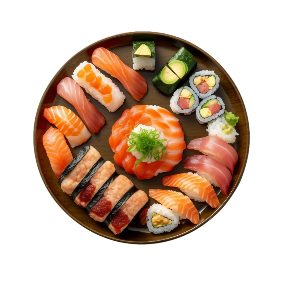 sushi platter with different types of sushi png