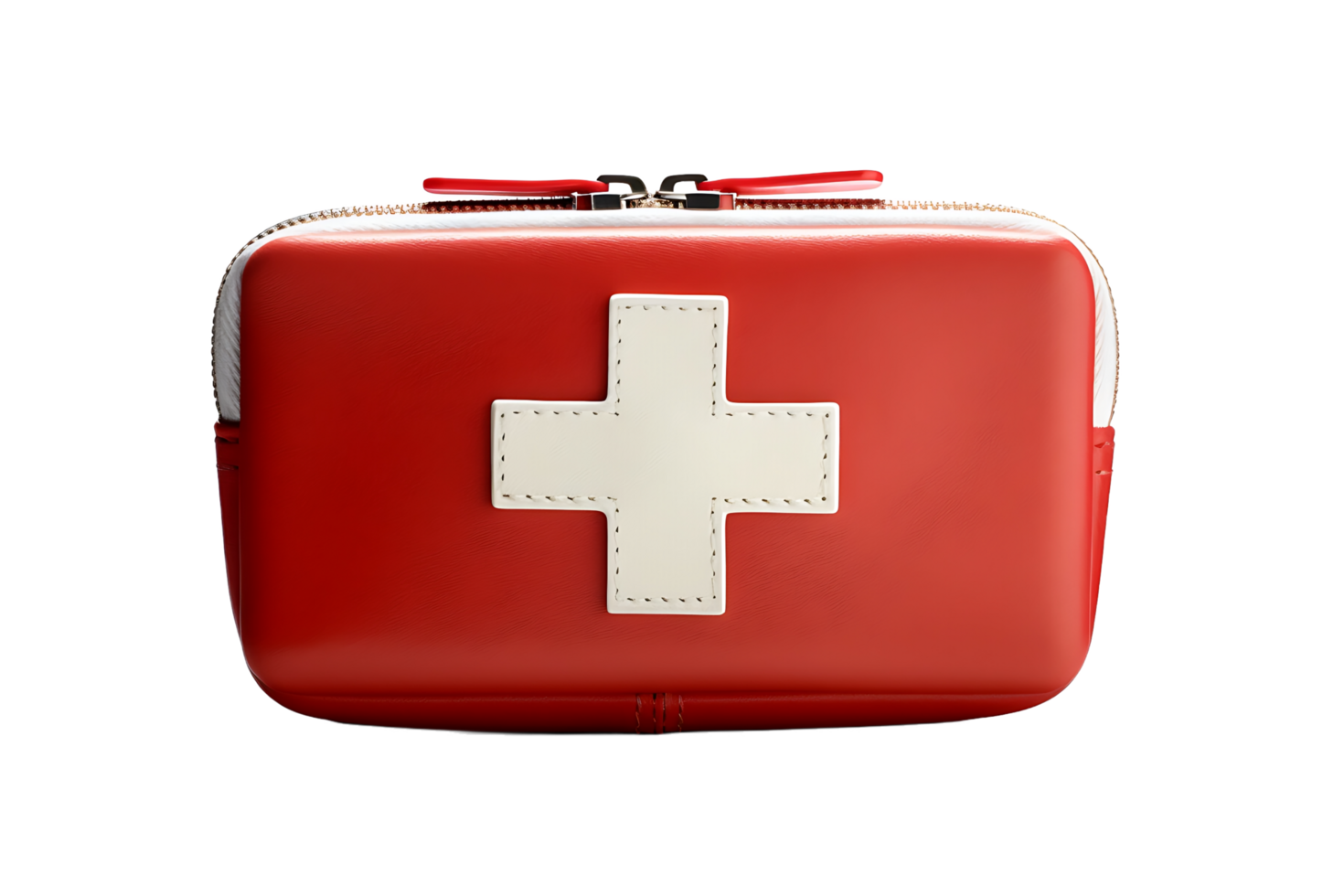 3d red first aid kit bag on transparent background png