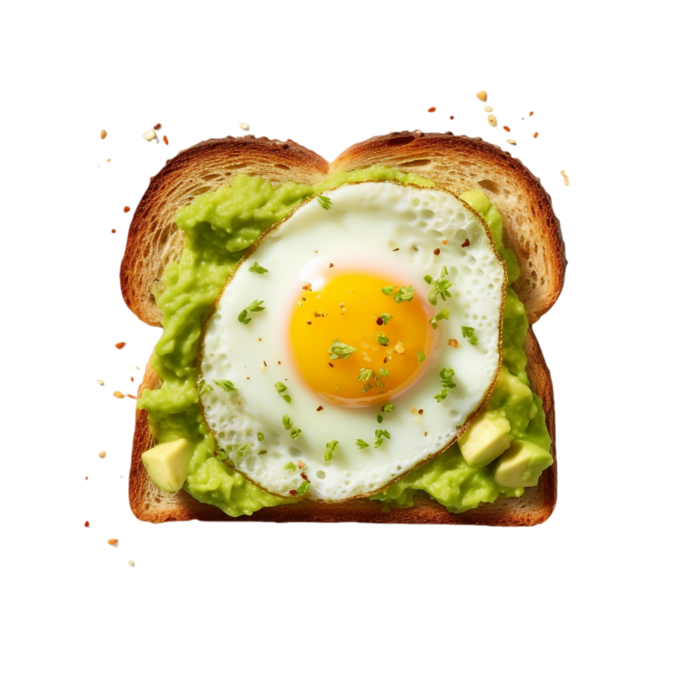 avocado toast with fried egg and avocado png