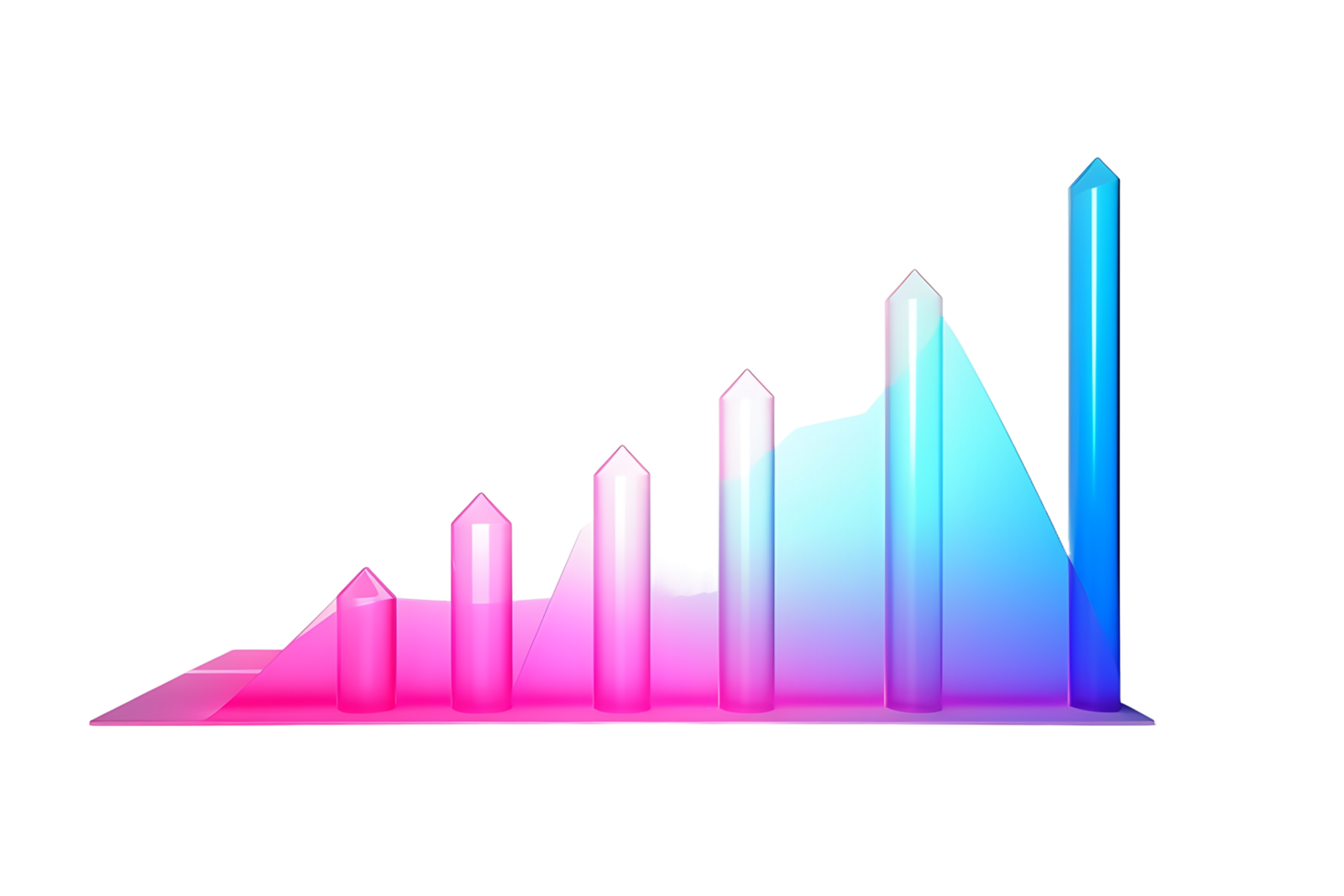 3d graph chart with a blue and pink color png