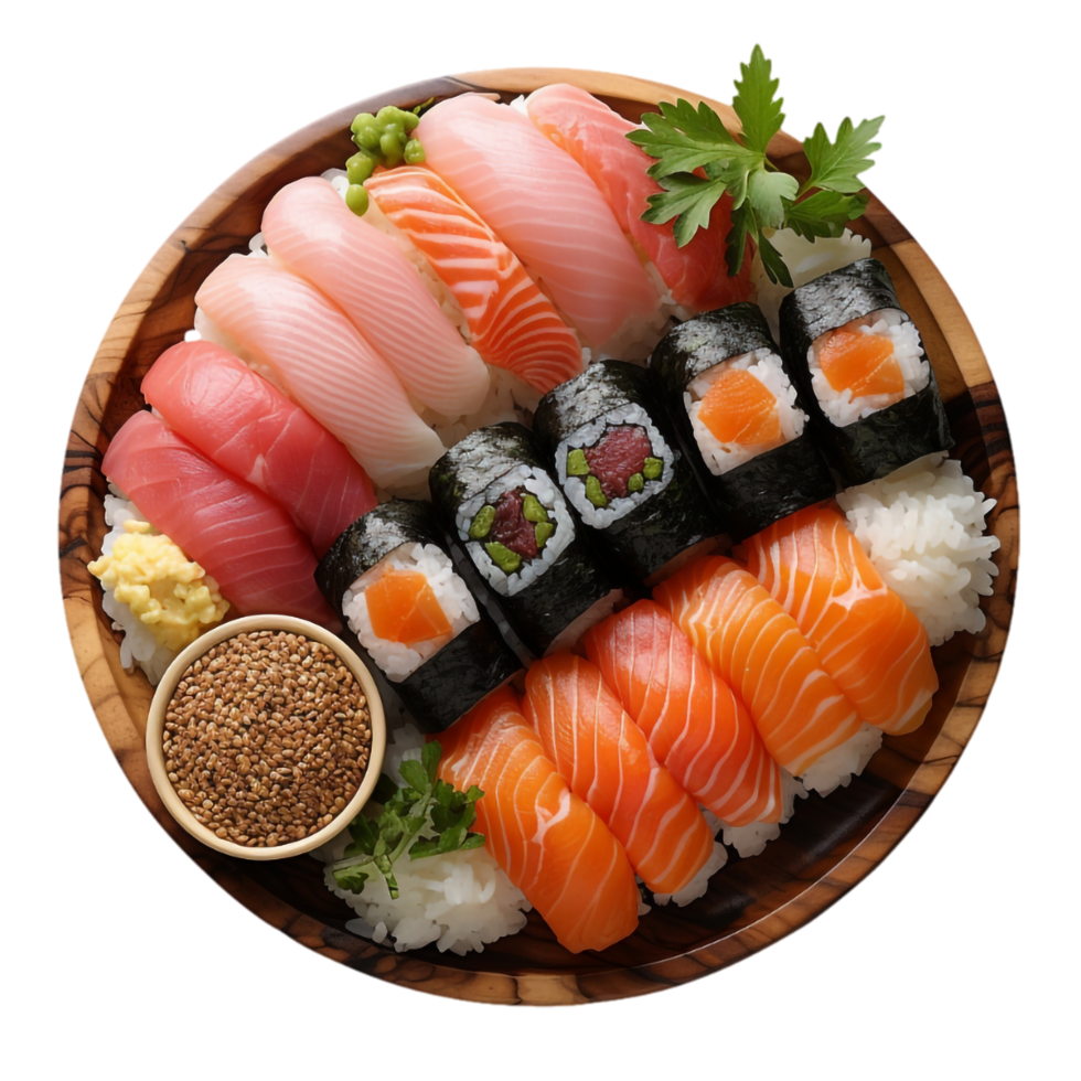 sushi platter with different types of sushi png