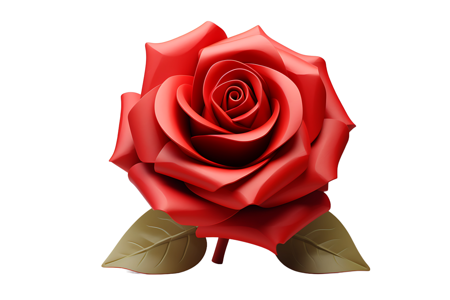 3d red rose on transparent background png