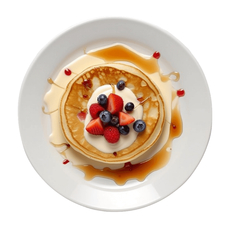 a plate with pancakes and fruit on it png