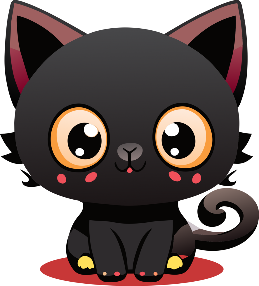 mignonne noir chat icône. ai généré png