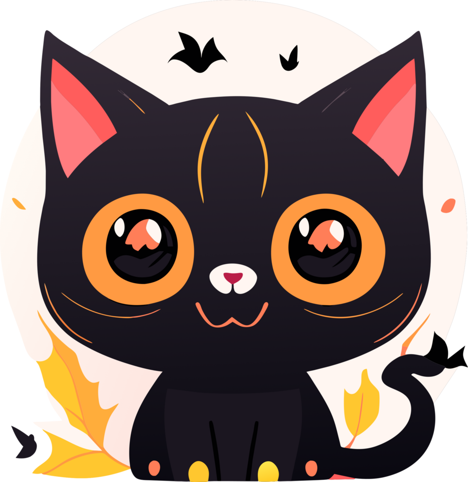 cute black cat icon. AI Generated png