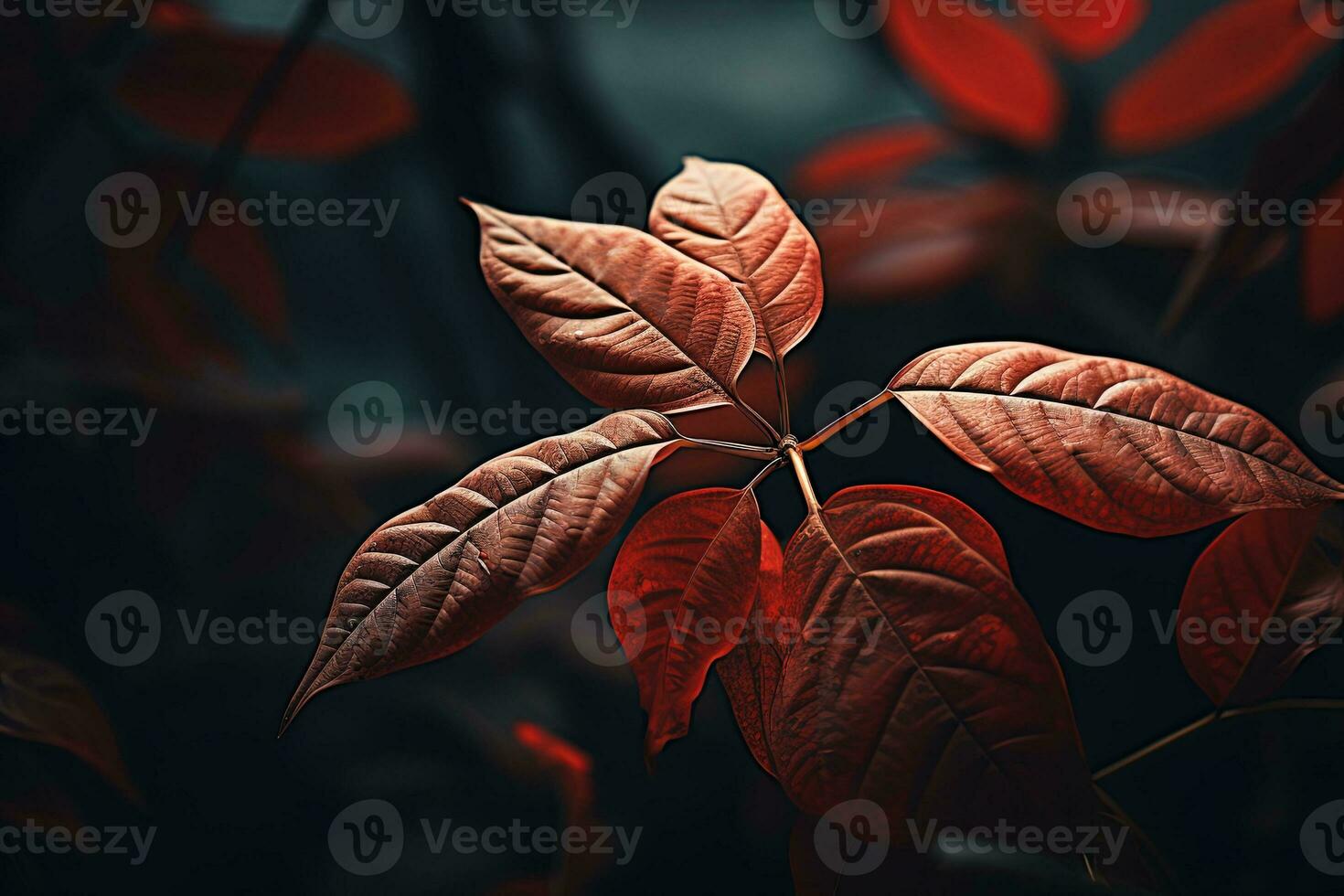 Close up of beautiful autumn leaves with water drops. Natural background AI Generated photo