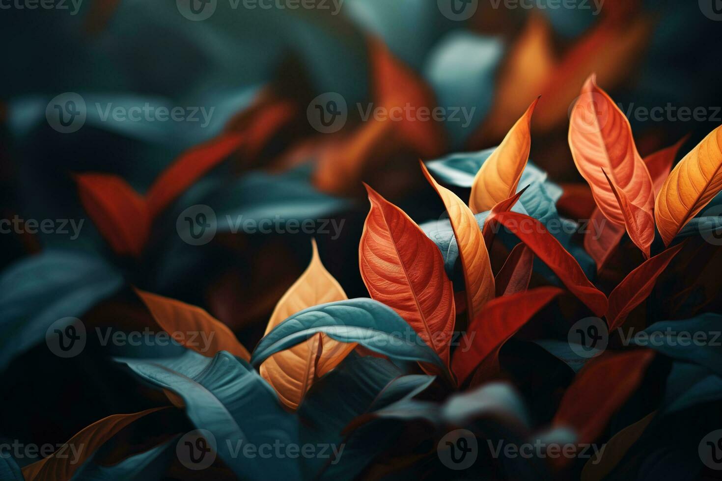 Close up of beautiful autumn leaves with water drops. Natural background AI Generated photo