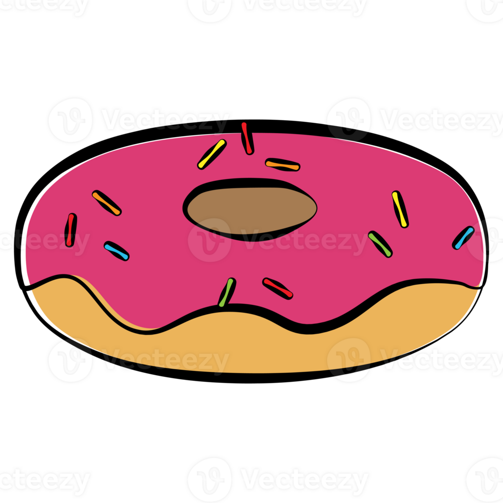 Donut with pink glaze and colorful powder png