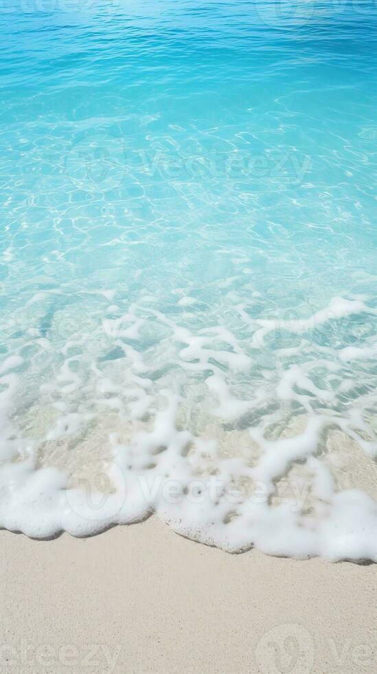 tropical playa con blanco arena y turquesa mar agua ai generado foto