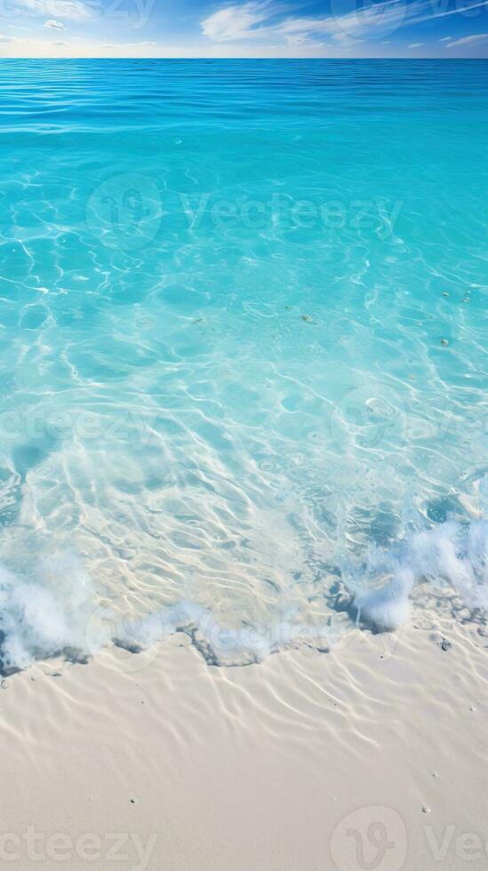 Tropical beach with white sand and turquoise sea water AI Generated photo