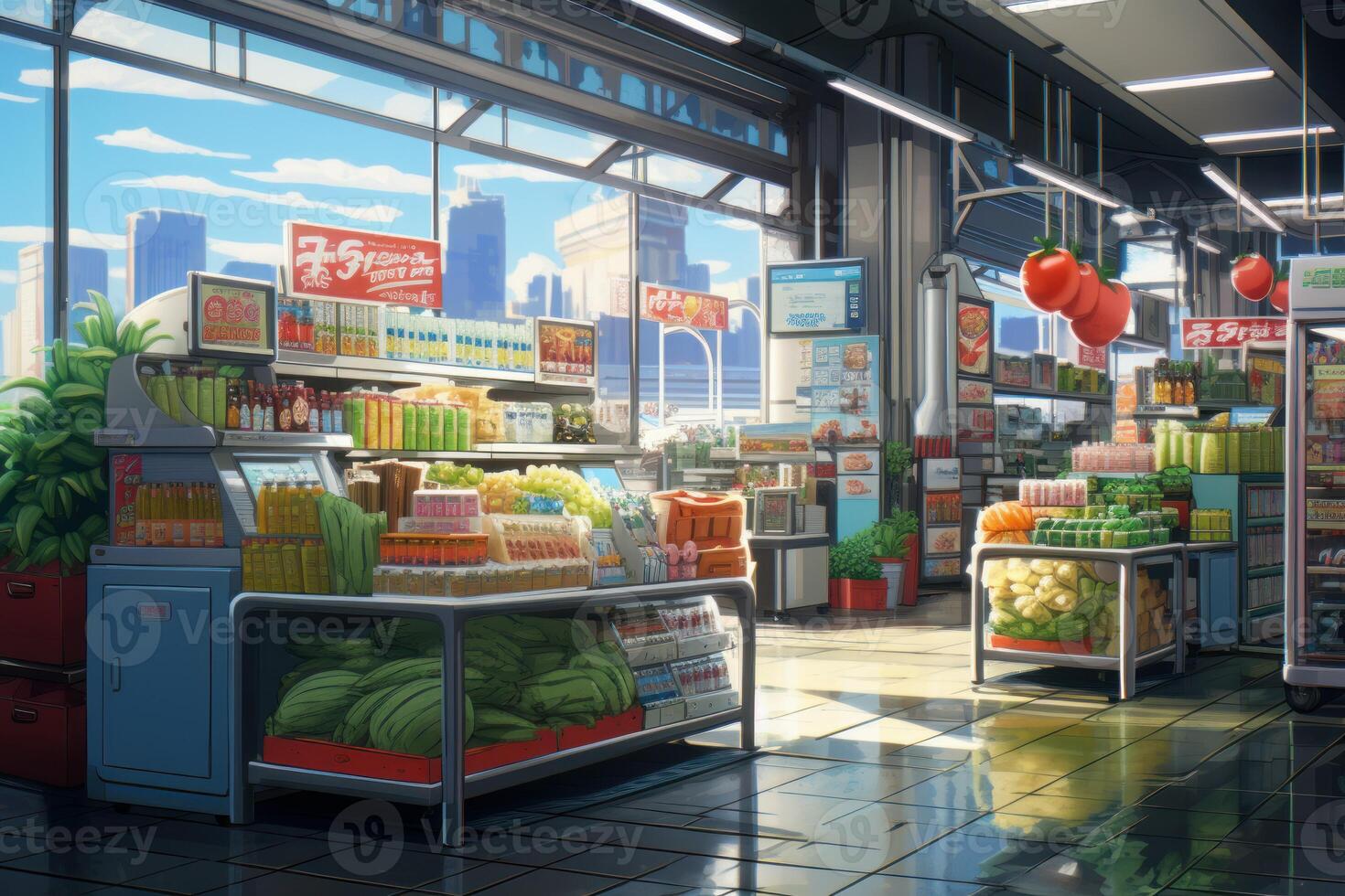 Supermarket vegetables anime visual novel game. Generate Ai 27736448