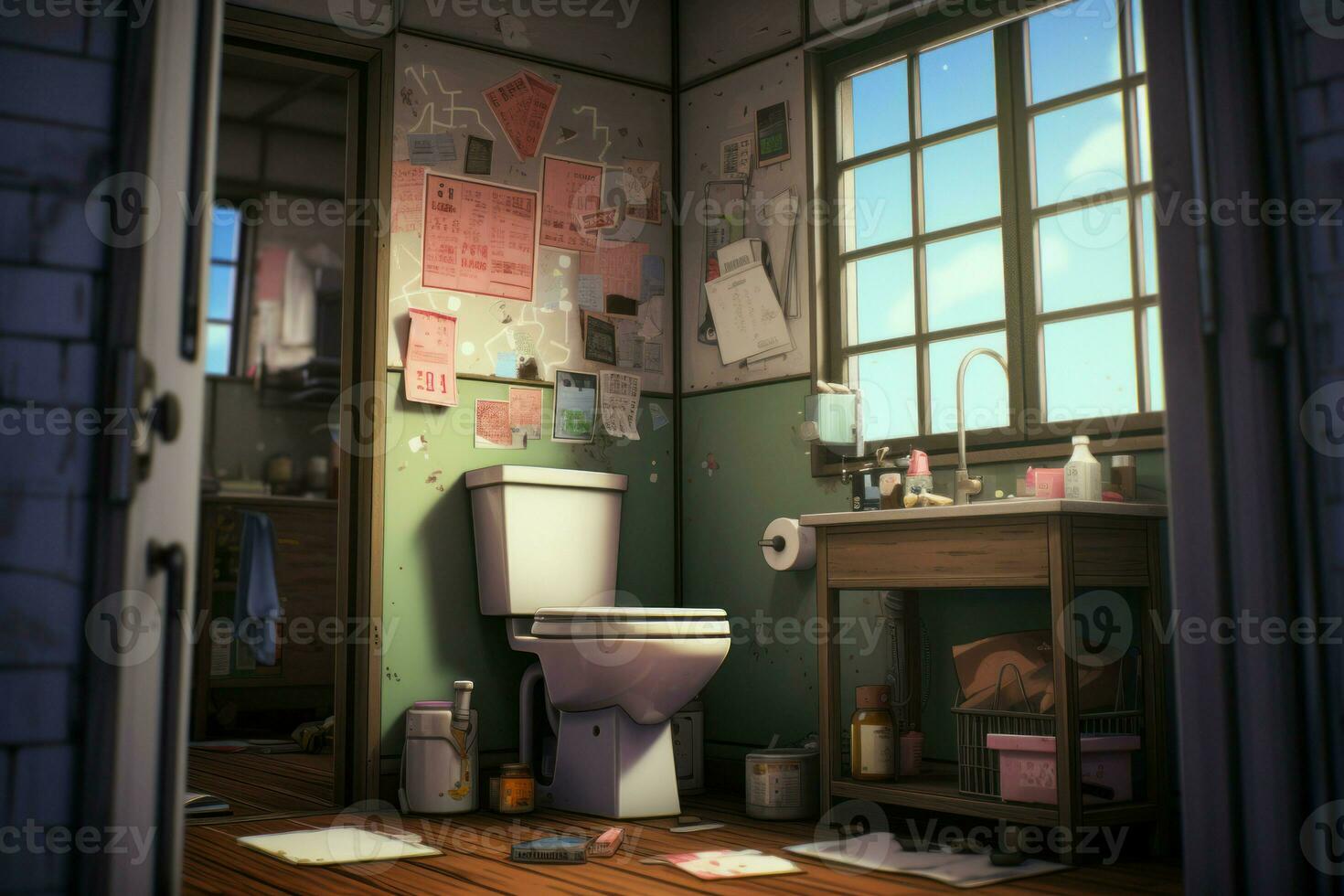 Toilet rubish anime visual novel game. Generate Ai photo