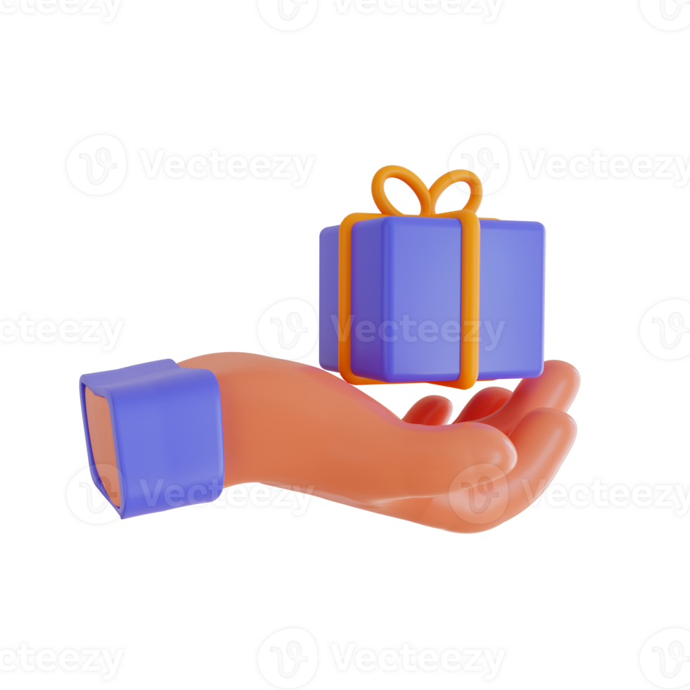 3d Render icon. gift box icon on transparent background. png
