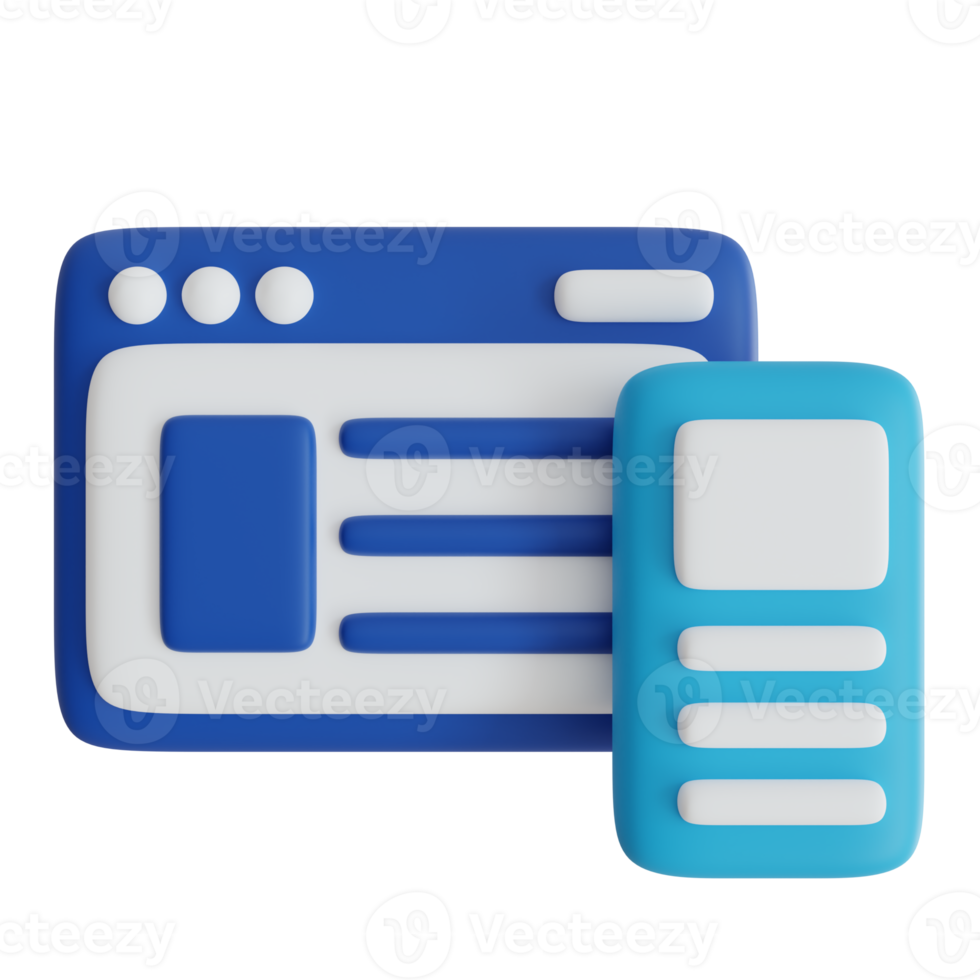 Responsive design icon. Web Development and Optimization icons. 3d render illustration png