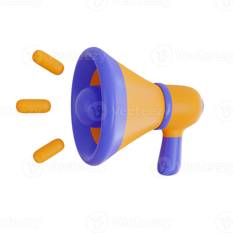 3d Render icon. megaphone icon on transparent background. png