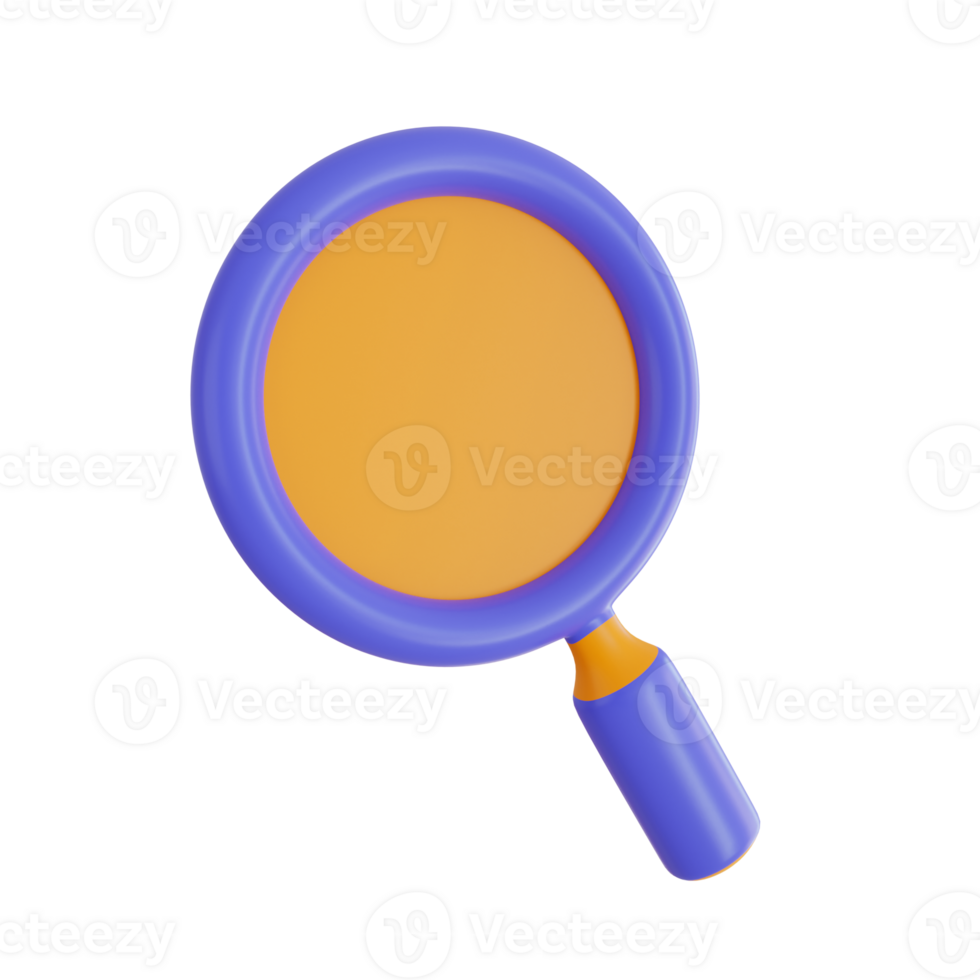 3d Render icon. magnifying glass icon on transparent background. png