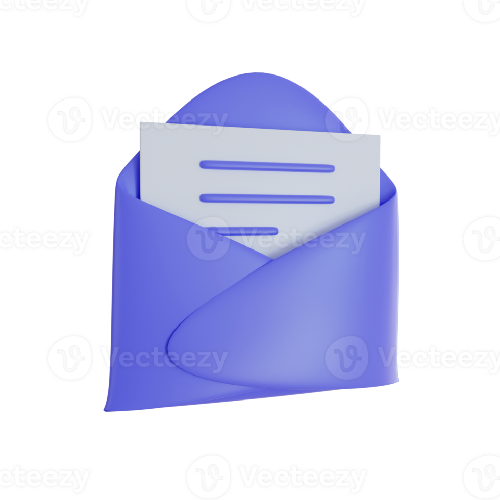 3d Render icon. envelope icon on transparent background. png