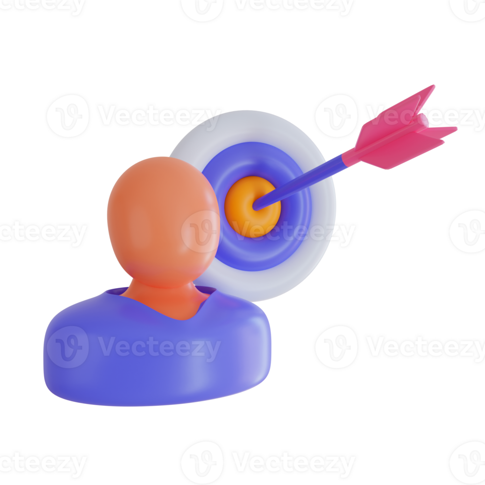 3d Render icon. manager and goal icon on transparent background. png
