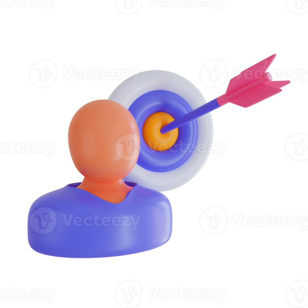 3d rendre icône. directeur et objectif icône sur transparent Contexte. png