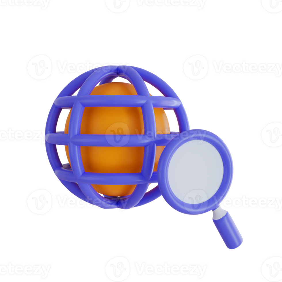 3d geven icoon. planeet en vergroten icoon Aan transparant achtergrond. png