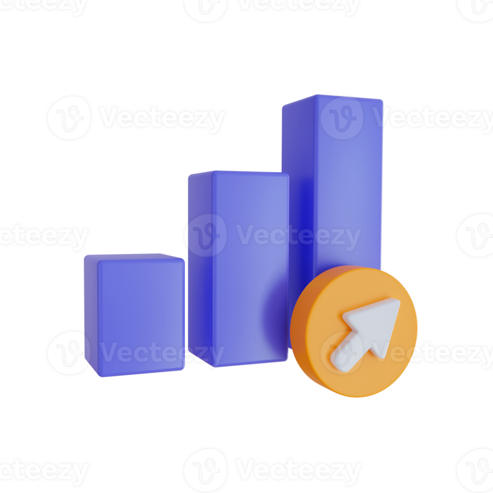 3d Render icon. bar graph icon on transparent background. png