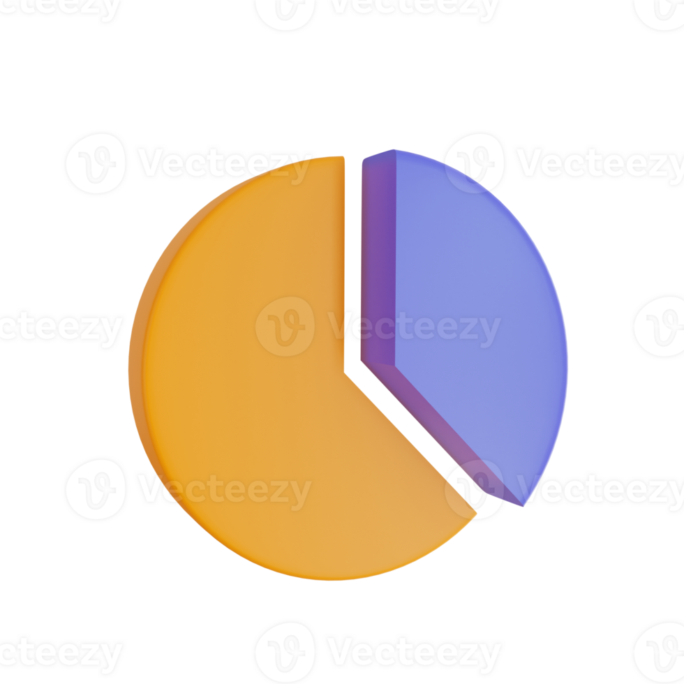 3d Render icon. pie graph icon on transparent background. png