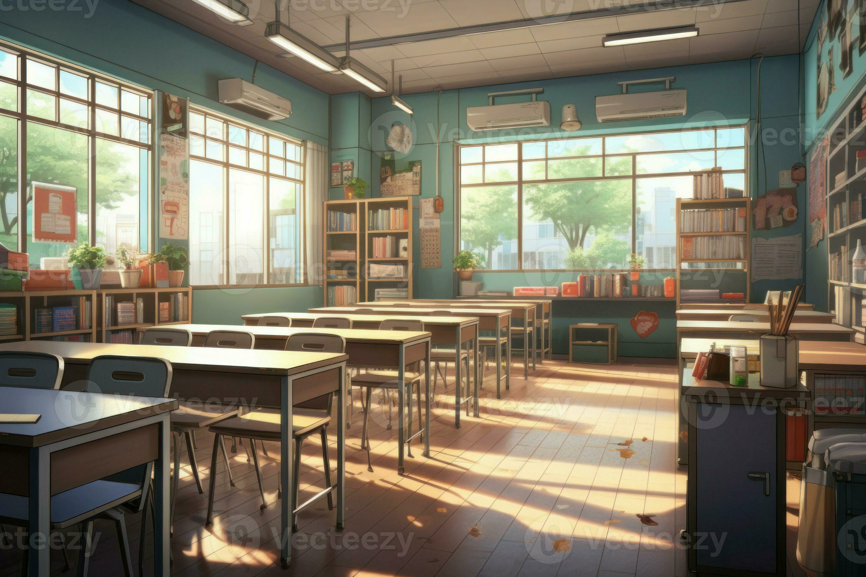 Classroom sunlight anime visual novel game. Generate Ai 27736758 Stock  Photo at Vecteezy