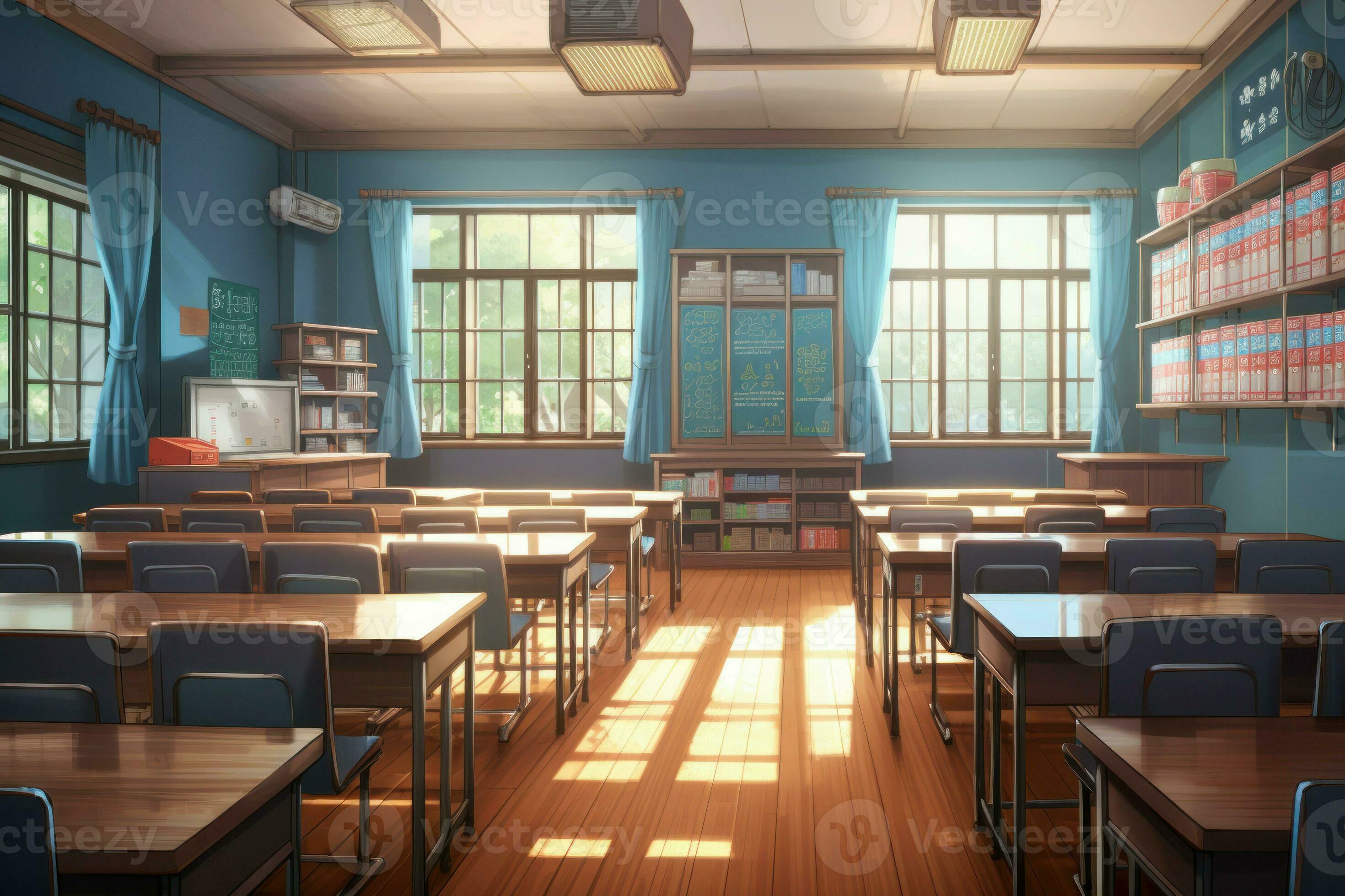 Classroom sunlight anime visual novel game. Generate Ai 27736758 Stock  Photo at Vecteezy