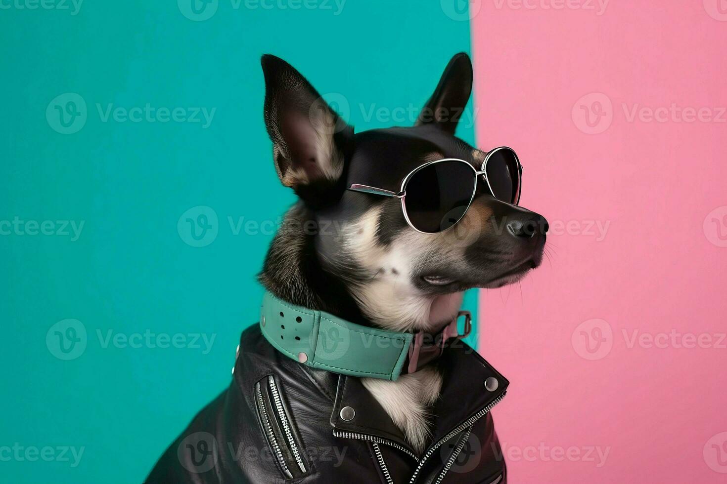Dog leather jacket. Generate Ai photo