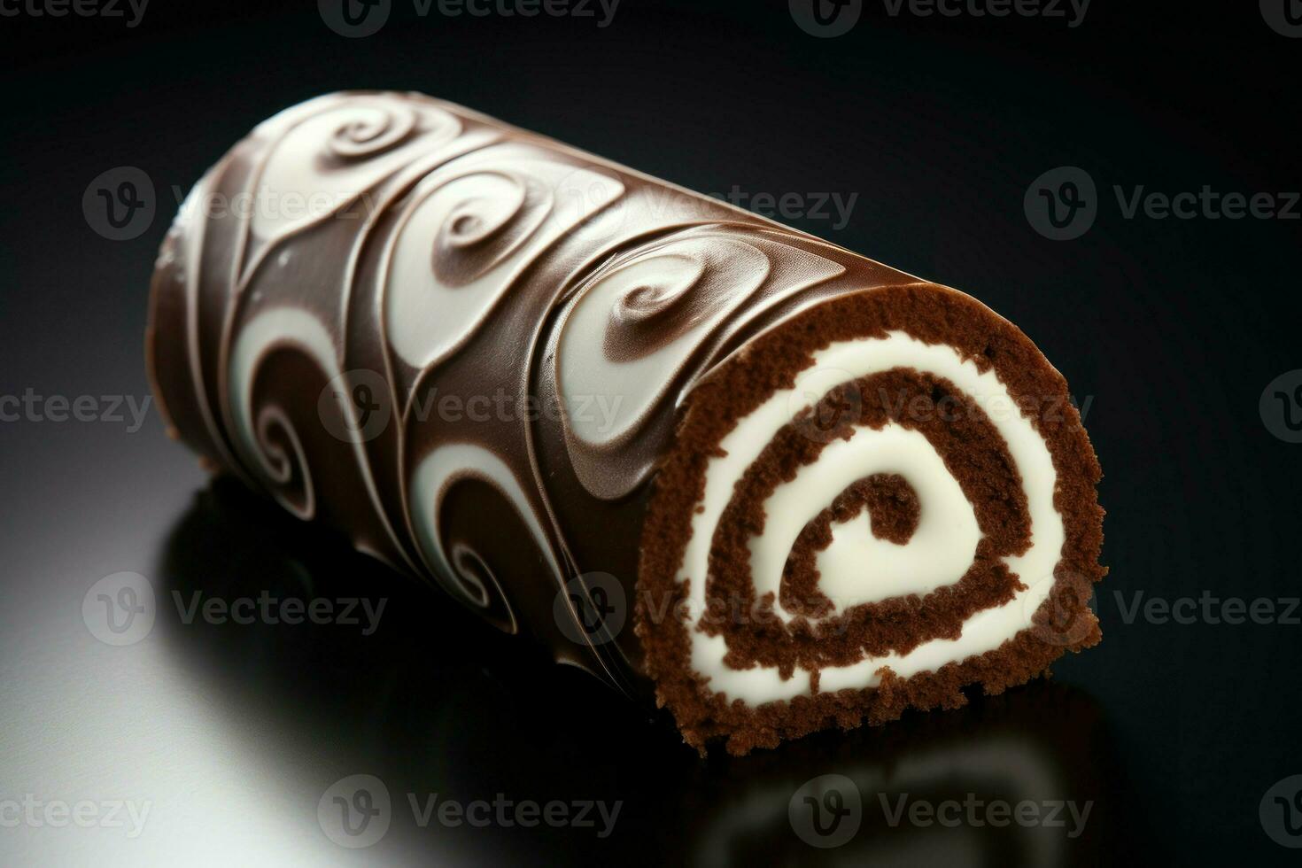 Chocolate cake roll dessert. Generate Ai photo