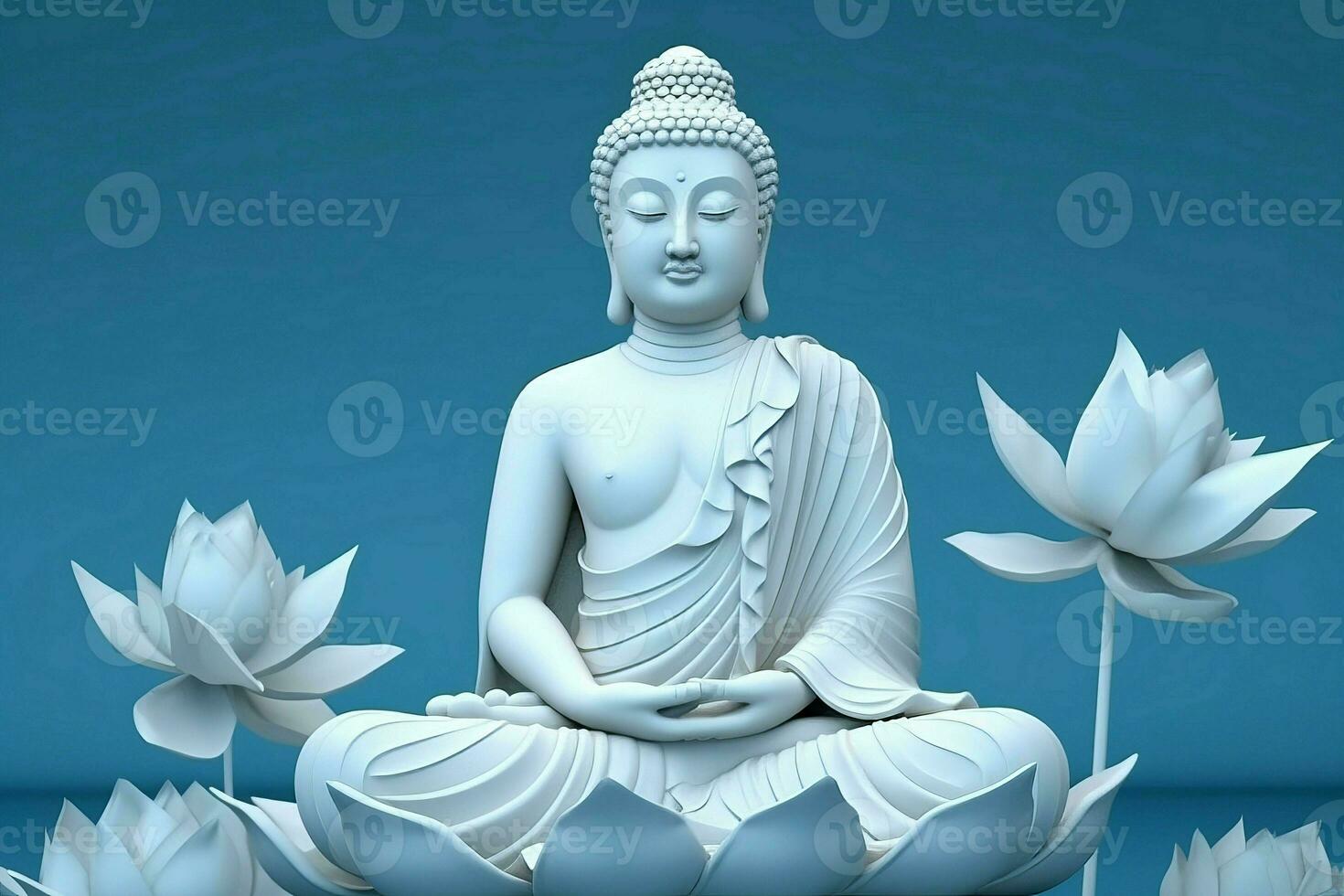 Buddha statue lotus. Generate Ai photo