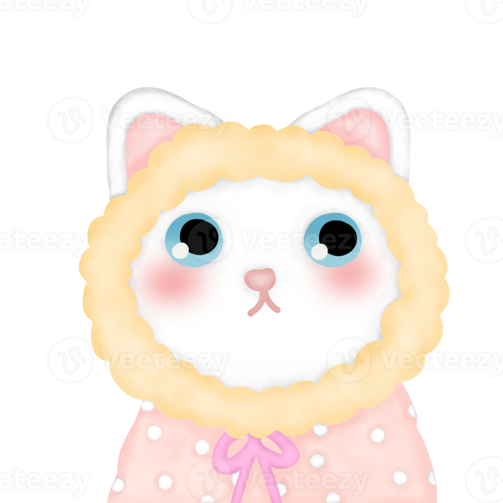 Hand drawing cute cat on transparent background png