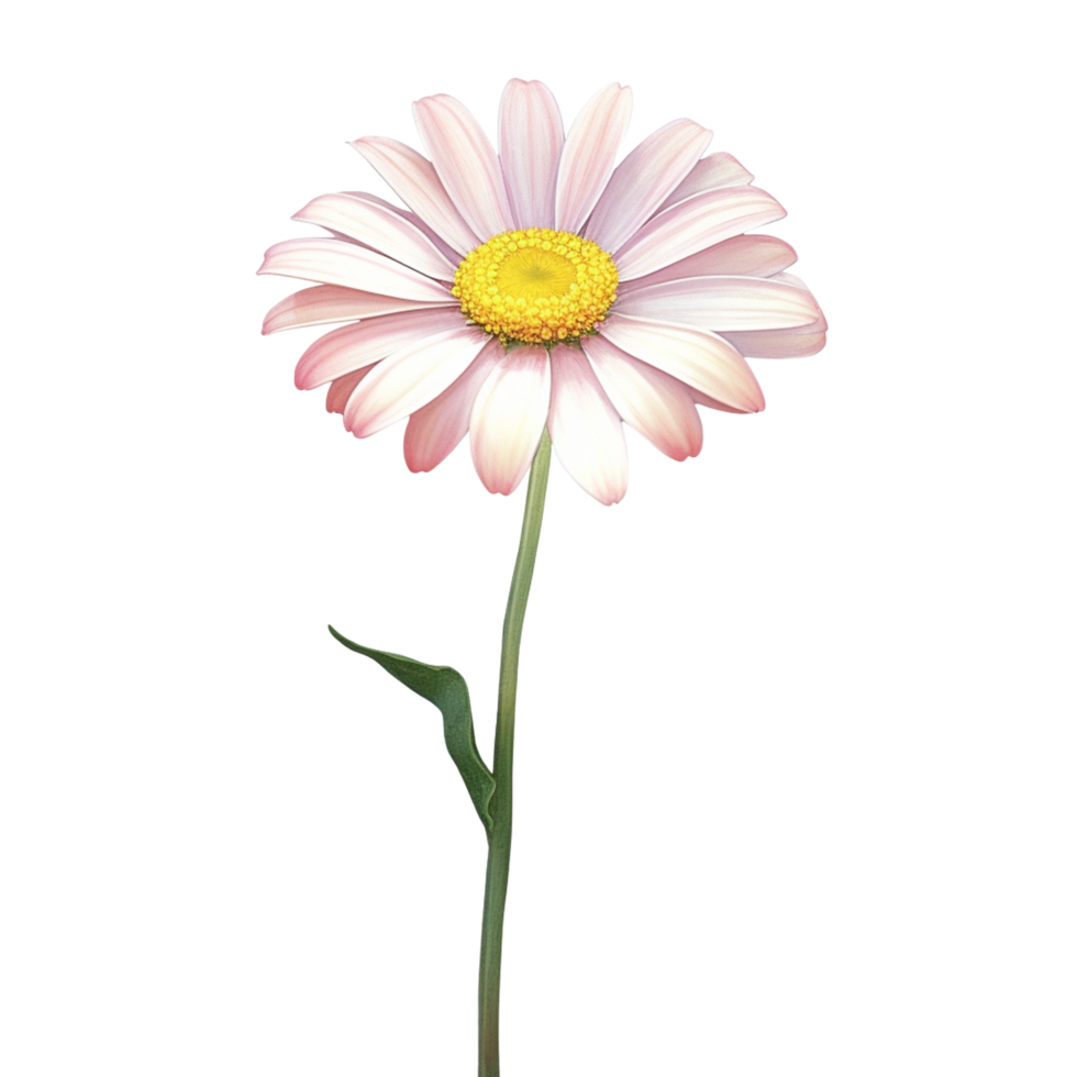 AI Generative watercolor daisy flower gradient pastel isolation on white transparent png